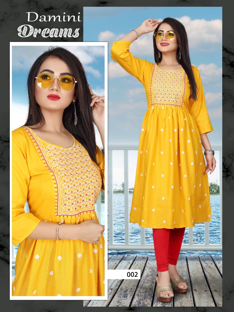 Damini 2 Heavy Rayon Ethnic Wear Embroidery Latest Kurti Collection
